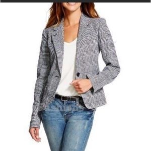 Black and White plaid blazer with red accents